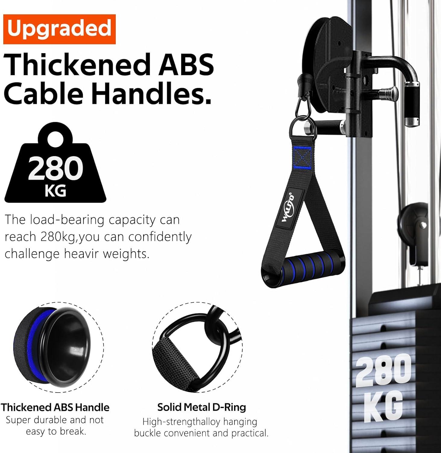 imageWALITO Exercise Handles Replacement Cable Machine Attachments for Home Gym Equipment Pulley System Pilates Resistance Bands Strength Trainer Heavy Duty Working Out HandlesBlackBlue