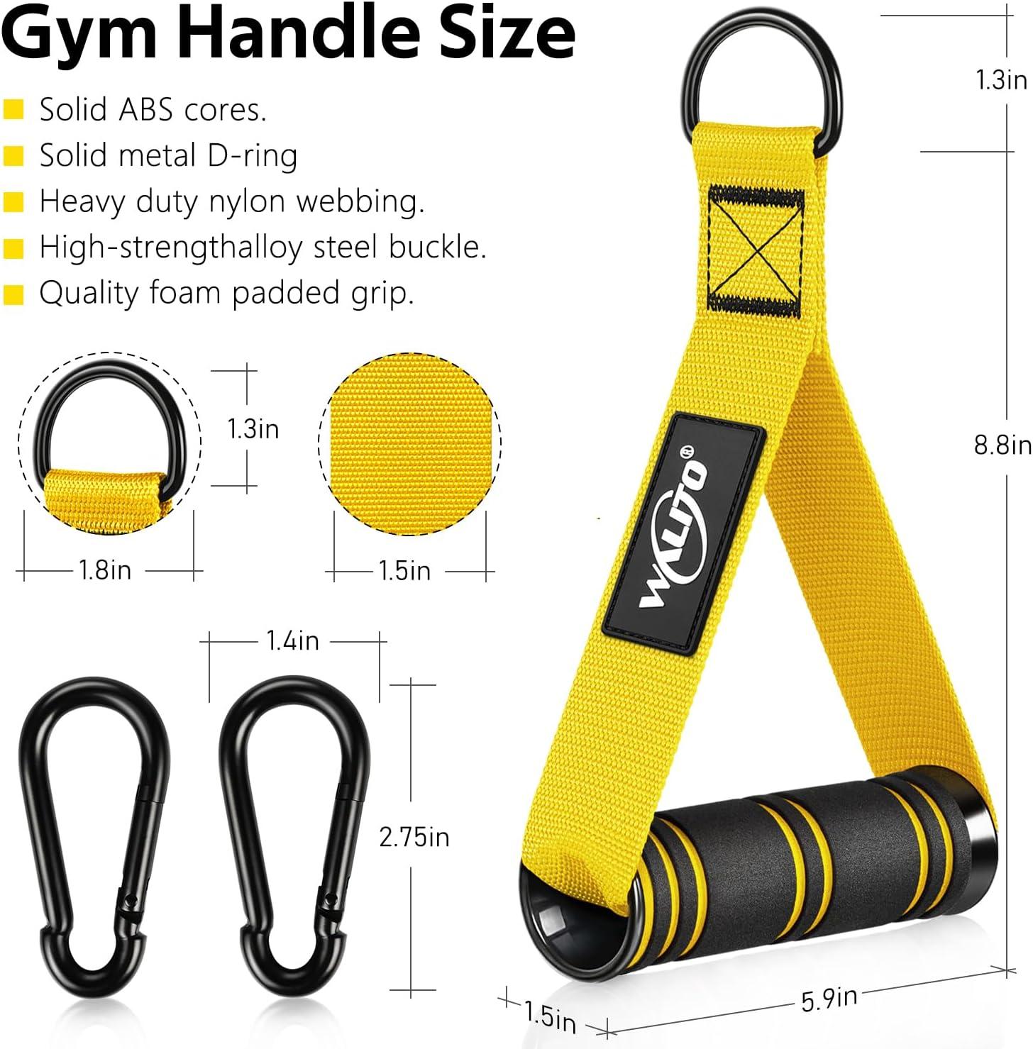 imageWALITO Exercise Handles Replacement Cable Machine Attachments for Home Gym Equipment Pulley System Pilates Resistance Bands Strength Trainer Heavy Duty Working Out HandlesYellow