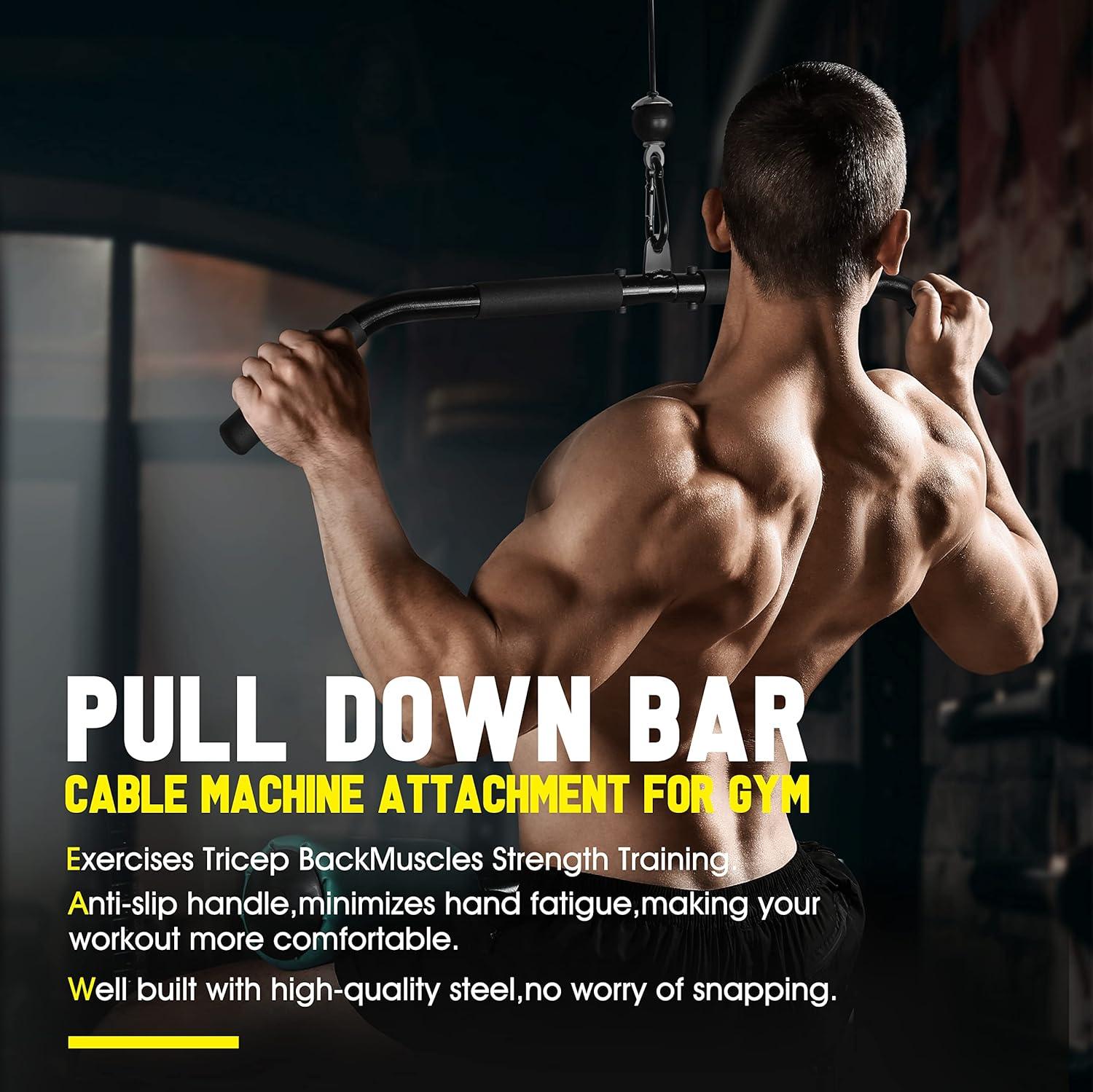 imageWeight Cable Pulley System Gym Upgraded LAT Pull Down Machine Accessories LAT and Lift Cable Pulley Attachments for Home Gym Equipment Crossover Clip Chest Tricep Pull Down Biceps Curl Workout