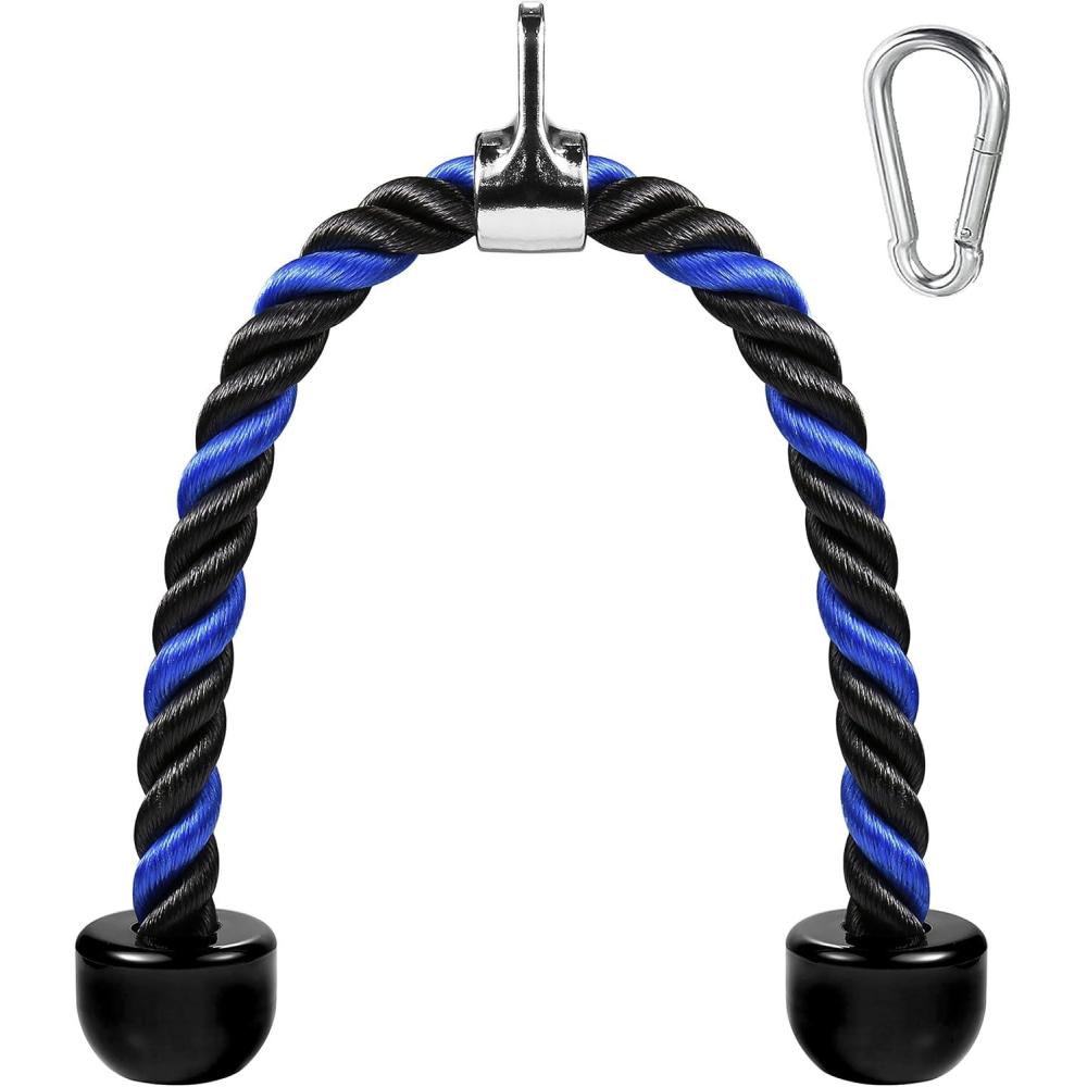 imageAWEFRANK Deluxe Tricep Rope Pull Down Cable 27 amp 36 Inch Rope Length Easy to Grip amp NonSlip Cable Attachment for Gym Workout ExerciseBlueBlack27