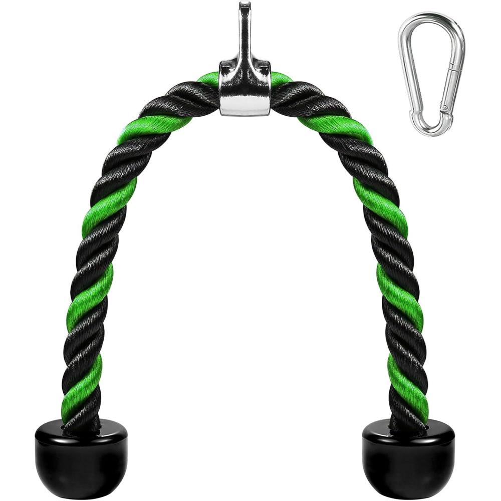 imageAWEFRANK Deluxe Tricep Rope Pull Down Cable 27 amp 36 Inch Rope Length Easy to Grip amp NonSlip Cable Attachment for Gym Workout ExerciseGreenBlack27