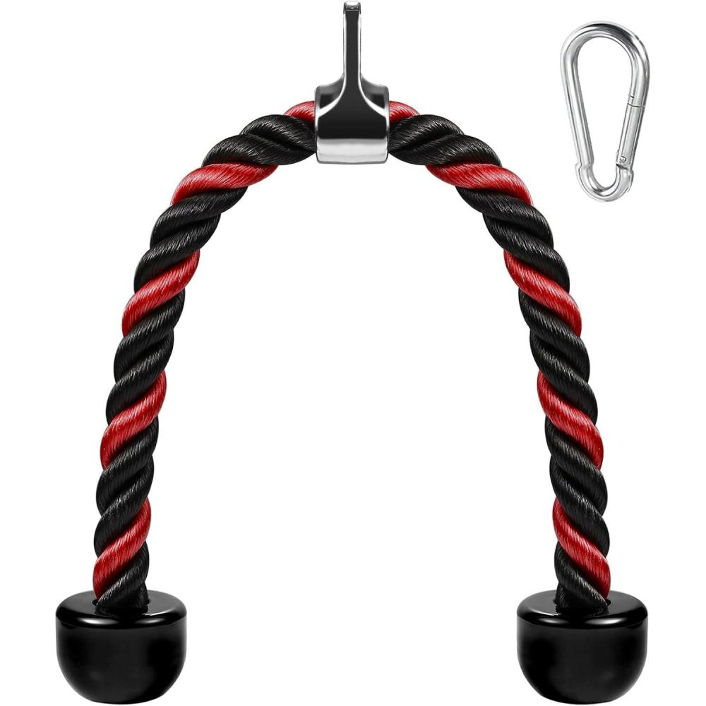 imageAWEFRANK Deluxe Tricep Rope Pull Down Cable 27 amp 36 Inch Rope Length Easy to Grip amp NonSlip Cable Attachment for Gym Workout ExerciseRedBlack27