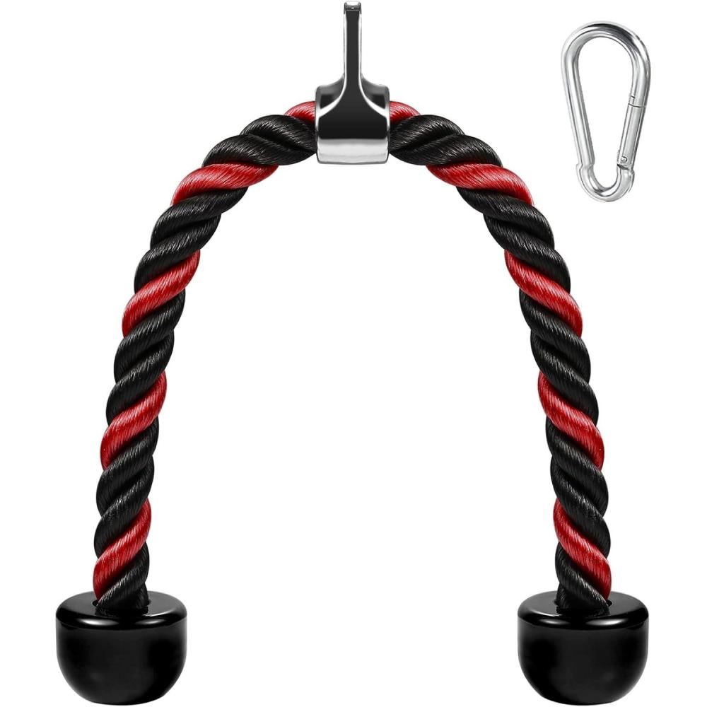 imageAWEFRANK Deluxe Tricep Rope Pull Down Cable 27 amp 36 Inch Rope Length Easy to Grip amp NonSlip Cable Attachment for Gym Workout ExerciseRedBlack36