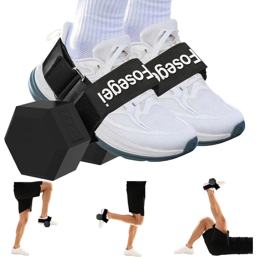 imageDumbbell Foot Attachment for Leg Workout Extension Monkey Foot Dumbbell Attachment Straps for Gym Trainer and Beginners Dumbbell Ankle Strap for Fitness TrainingBlack Pair