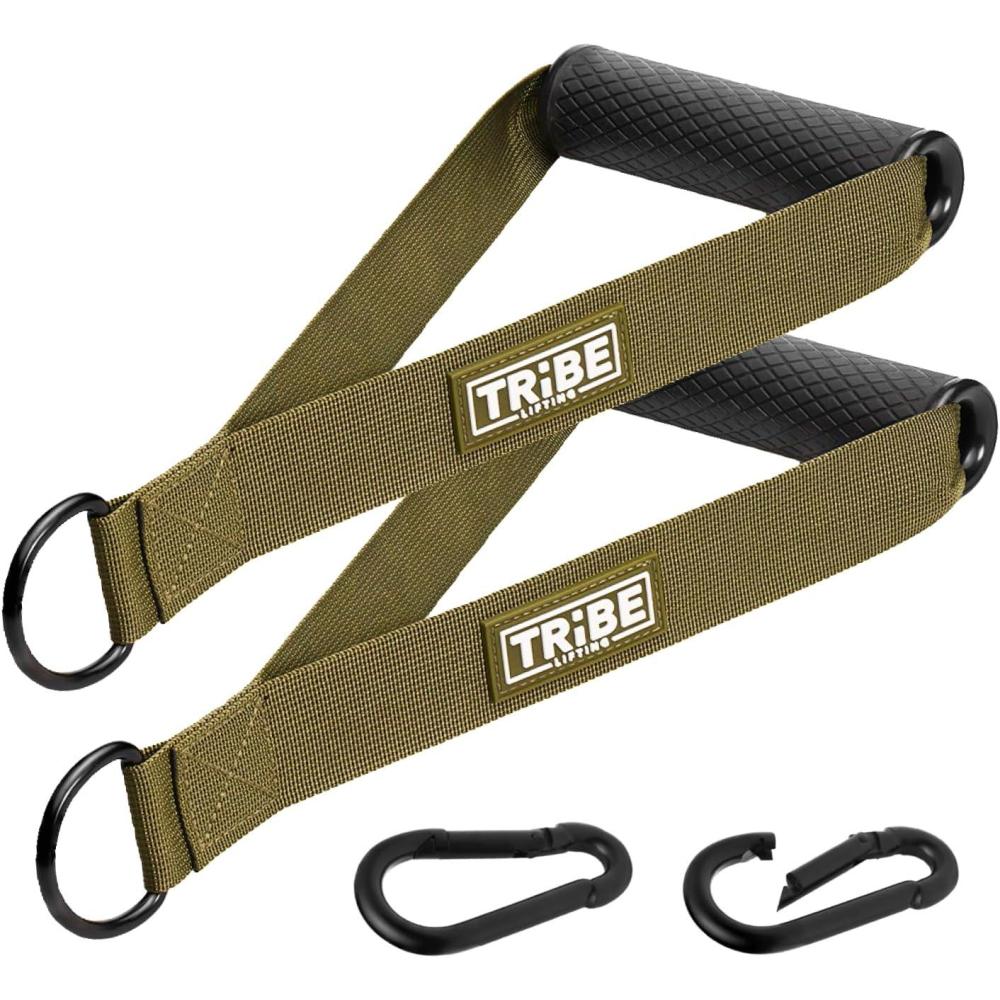 imageHeavy Duty Handles  Set of 2 Handles with 2 Carabiners  Comfortable Grip Handles for Resistance Bands Cable Machines and Home Workouts  Durable Exercise Accessories for Strength TrainingGreen