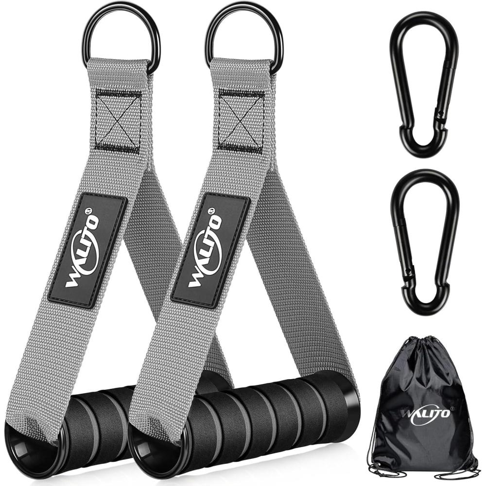 imageWALITO Exercise Handles Replacement Cable Machine Attachments for Home Gym Equipment Pulley System Pilates Resistance Bands Strength Trainer Heavy Duty Working Out HandlesGrey