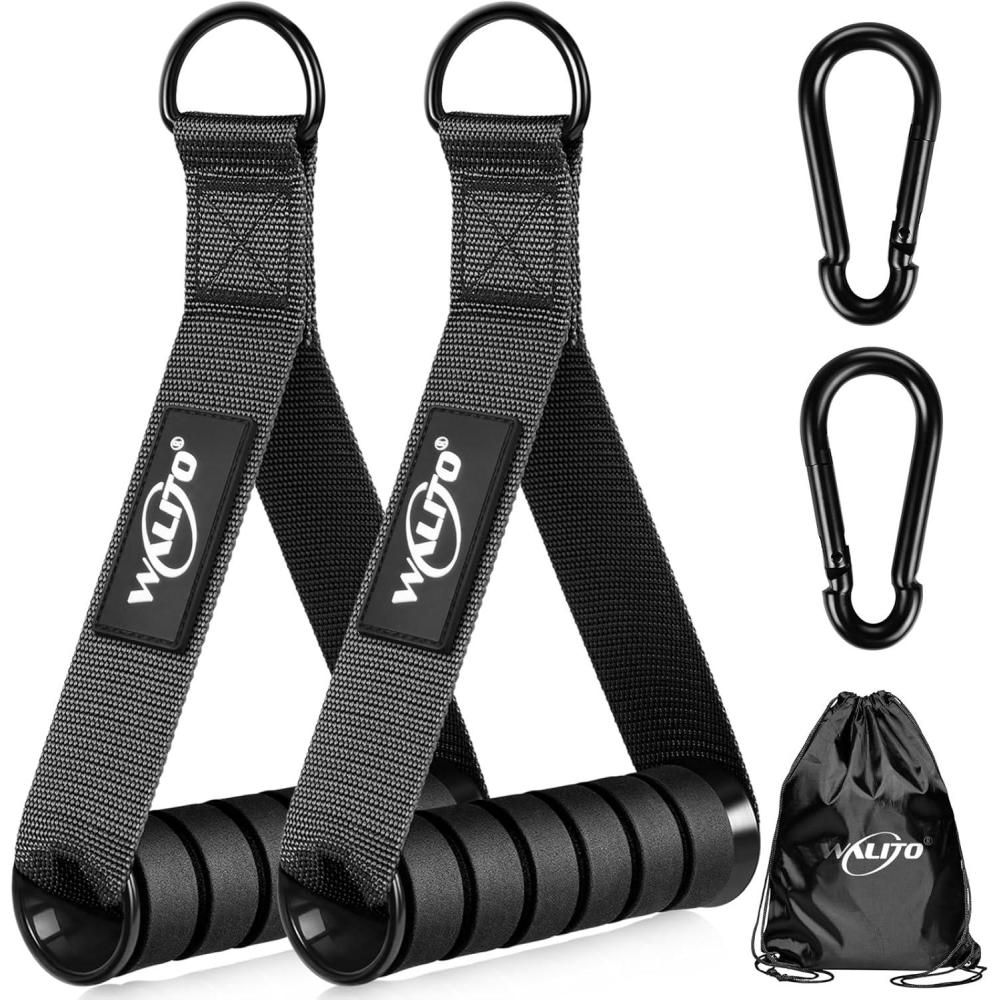 imageWALITO Exercise Handles Replacement Cable Machine Attachments for Home Gym Equipment Pulley System Pilates Resistance Bands Strength Trainer Heavy Duty Working Out HandlesBlack