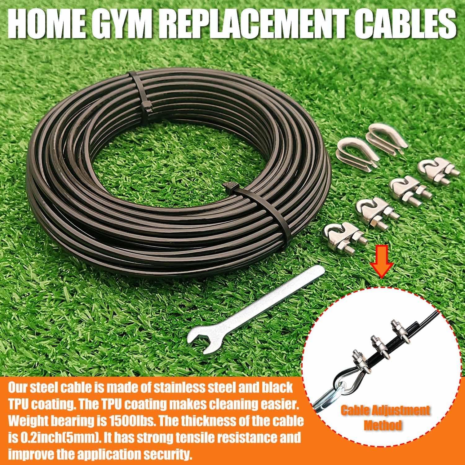 imageKORIKAHM Replacement Cables for Home Gym 656984 Ft Fitness Pulley Cable 5mm TPU Coated Weight Machine Steel Cable Replacement for Pulley System Gym656 Feet