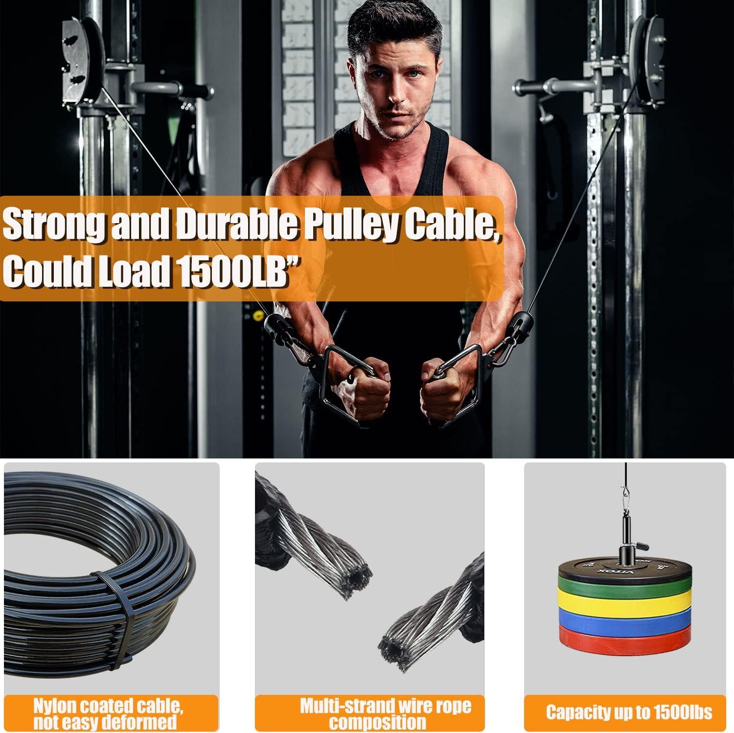 imageKORIKAHM Replacement Cables for Home Gym 656984 Ft Fitness Pulley Cable 5mm TPU Coated Weight Machine Steel Cable Replacement for Pulley System Gym984 Feet