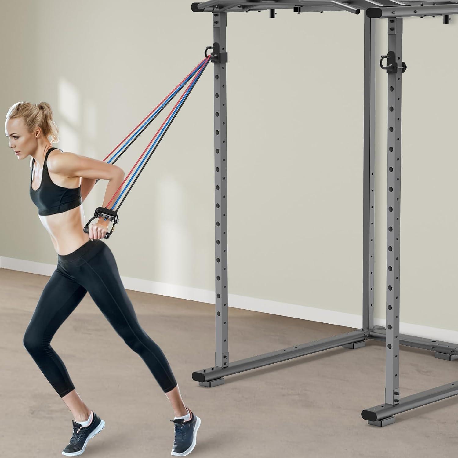 imageKipika Anchor for Resistance Bands Fits 3 x 3 Power Rack with 58 or 1 Hole Heavy Duty Steel Hooks with Rubber Pads for Home Gym Workouts Strength Trainingand Physical Therapy Exercise 2 Packfor 2 x 2 Power Rack with 58 or 1 Hole