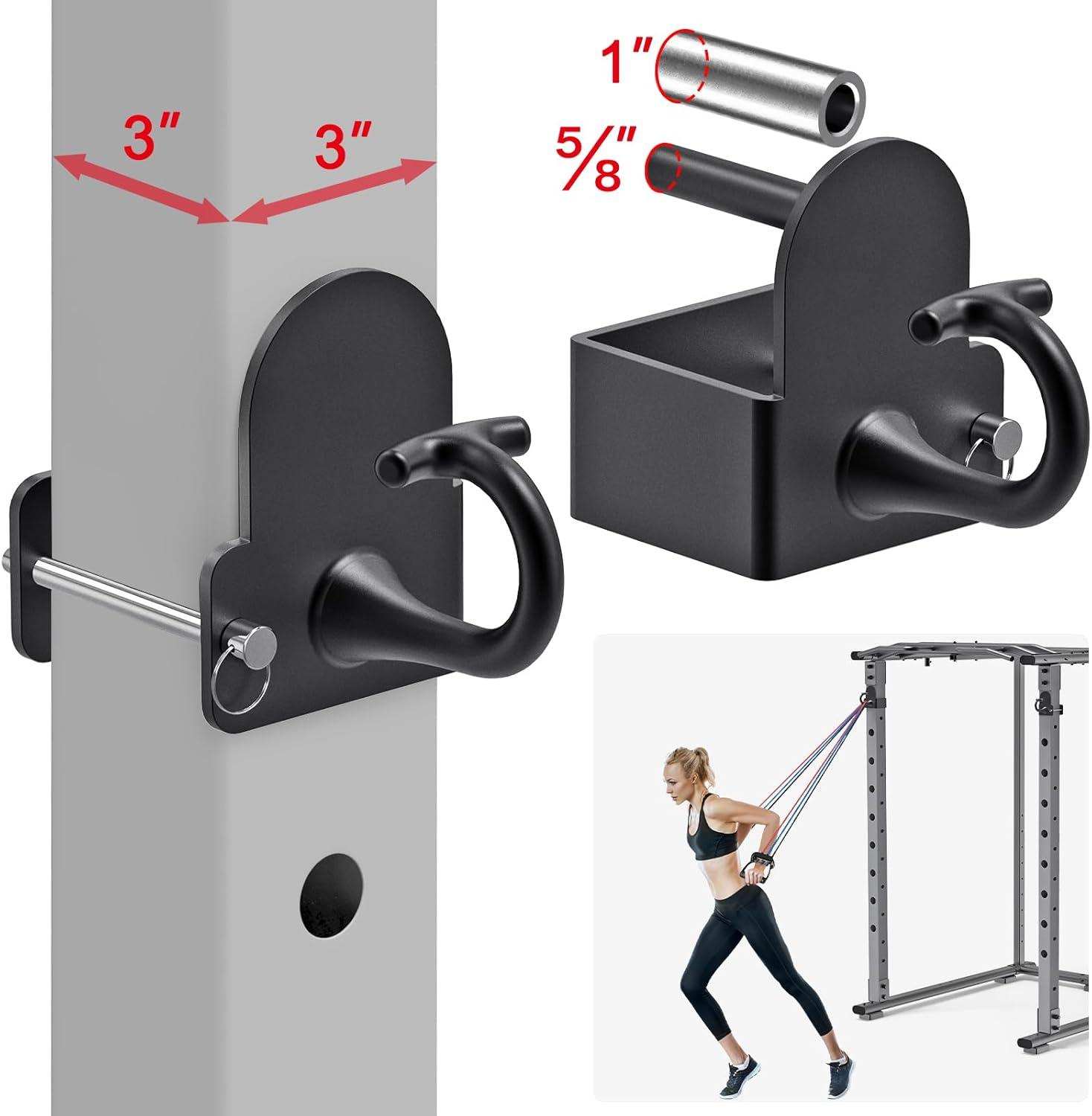 imageKipika Anchor for Resistance Bands Fits 3 x 3 Power Rack with 58 or 1 Hole Heavy Duty Steel Hooks with Rubber Pads for Home Gym Workouts Strength Trainingand Physical Therapy Exercise 2 Packfor 3x3 Power Rack with 58 or 1 Hole