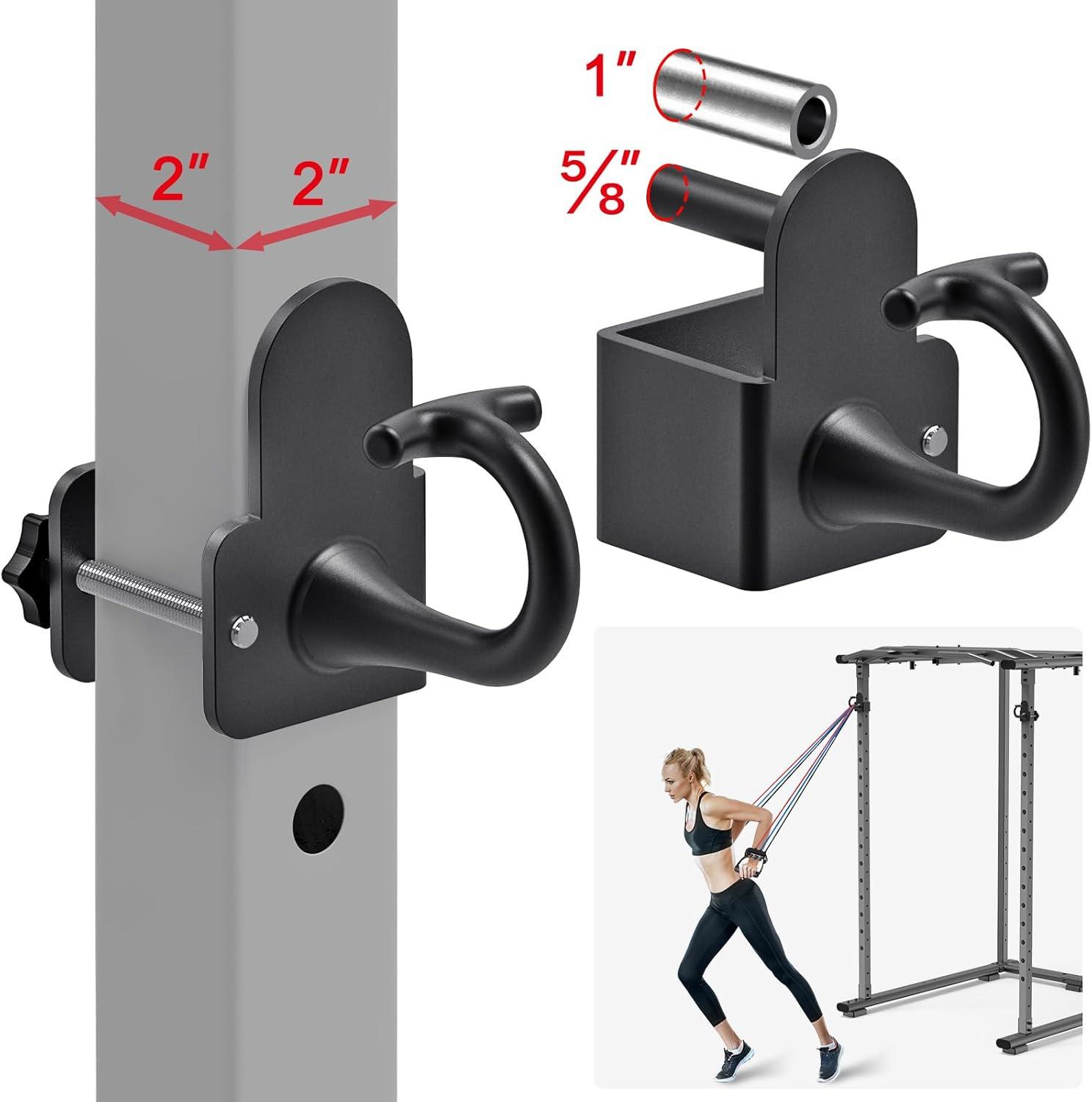 imageKipika Anchor for Resistance Bands Fits 3 x 3 Power Rack with 58 or 1 Hole Heavy Duty Steel Hooks with Rubber Pads for Home Gym Workouts Strength Trainingand Physical Therapy Exercise 2 Packfor 2 x 2 Power Rack with 58 or 1 Hole
