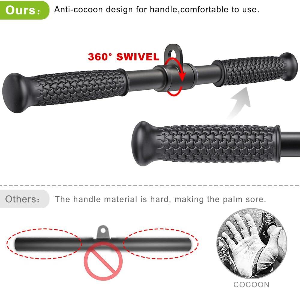 imageKipika Tricep Pull Down Attachment Cable Machine Accessories for Home Gym Cable Machine Attachments Pulley System Gym LAT Pull Down Attachment Weight FitnessC Tricep Rope V bar Rotating Bar