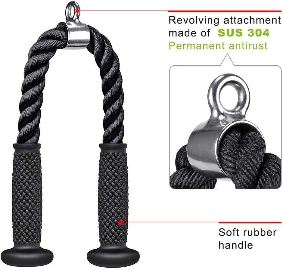 imageKipika Tricep Pull Down Attachment Cable Machine Accessories for Home Gym Cable Machine Attachments Pulley System Gym LAT Pull Down Attachment Weight FitnessC Tricep Rope V bar Rotating Bar