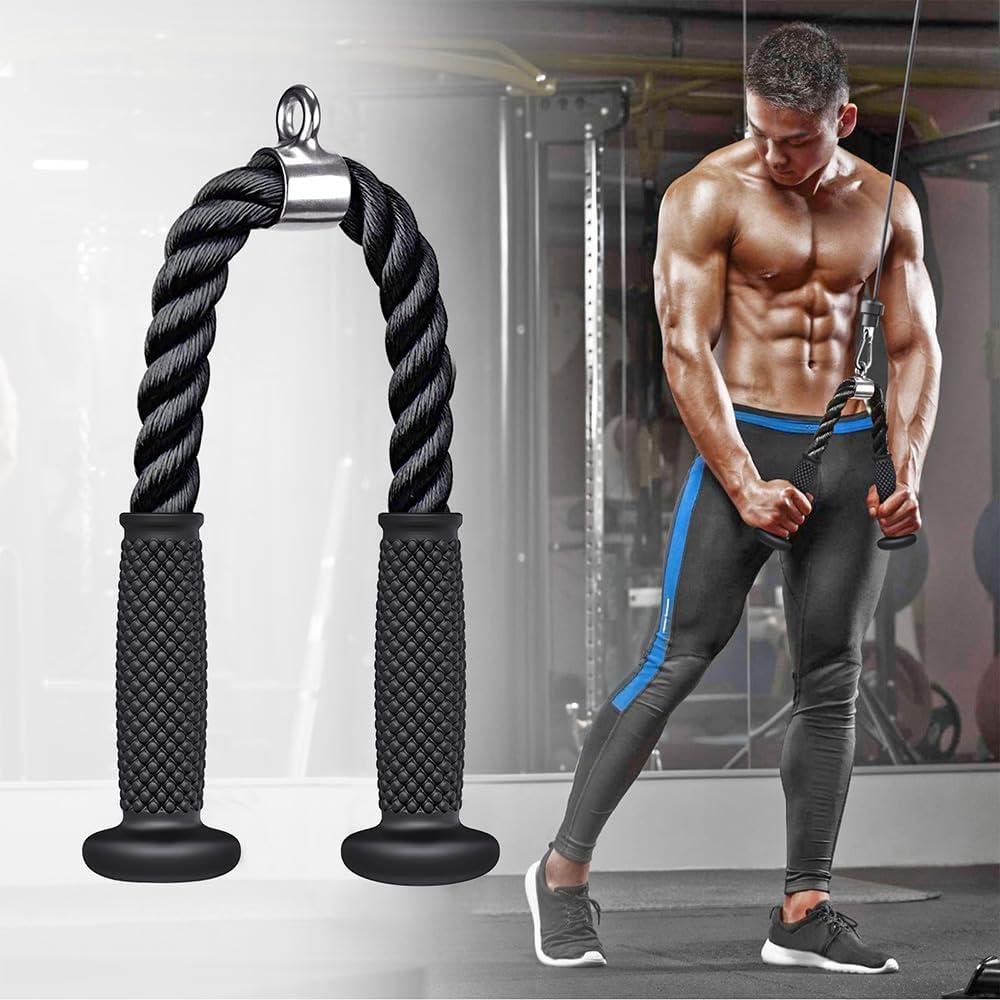 imageKipika Tricep Pull Down Attachment Cable Machine Accessories for Home Gym Cable Machine Attachments Pulley System Gym LAT Pull Down Attachment Weight Fitness28 Tricep Rope12 V Bar