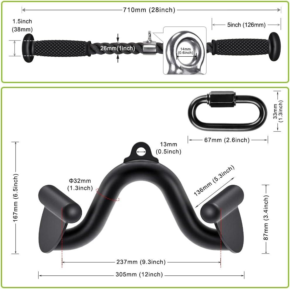 imageKipika Tricep Pull Down Attachment Cable Machine Accessories for Home Gym Cable Machine Attachments Pulley System Gym LAT Pull Down Attachment Weight Fitness28 Tricep Rope12 V Bar