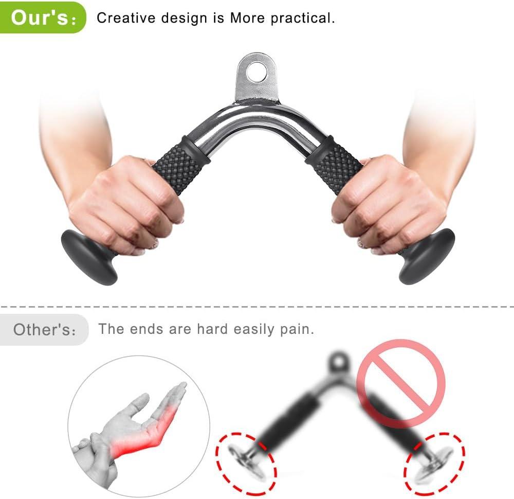 imageKipika Tricep Pull Down Attachment Cable Machine Accessories for Home Gym Cable Machine Attachments Pulley System Gym LAT Pull Down Attachment Weight FitnessC Tricep Rope V bar Rotating Bar