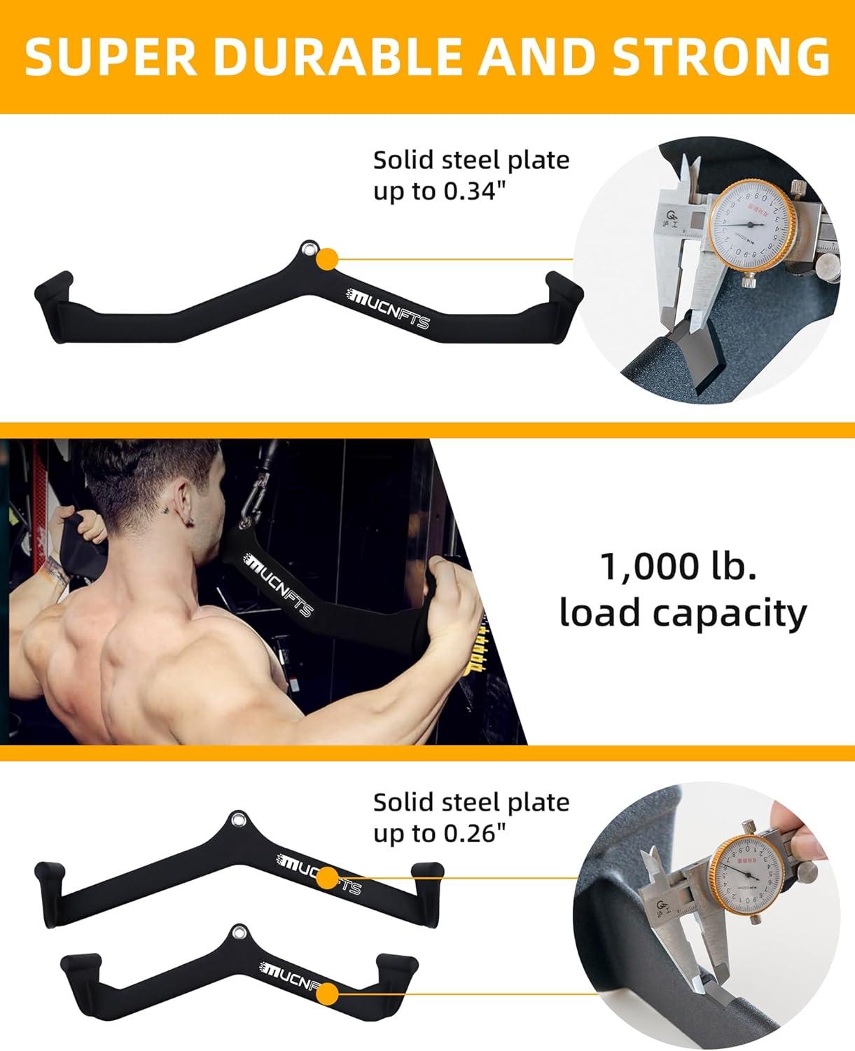 imageLAT Pulldown Attachments Thickened Ergonomic Back Tricep Training Handle LAT Pull Down Bar for Press Down Exercises Cable Attachments for Gym and Home23In