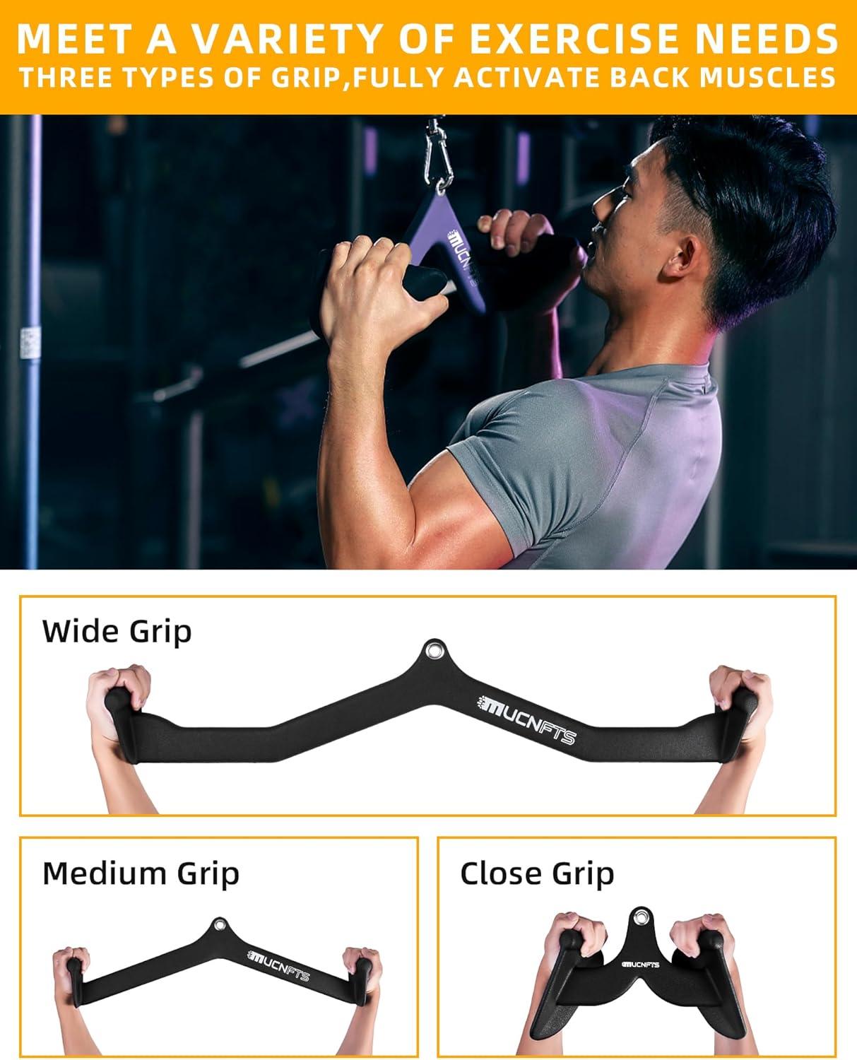 imageLAT Pulldown Attachments Thickened Ergonomic Back Tricep Training Handle LAT Pull Down Bar for Press Down Exercises Cable Attachments for Gym and HomeJS5004