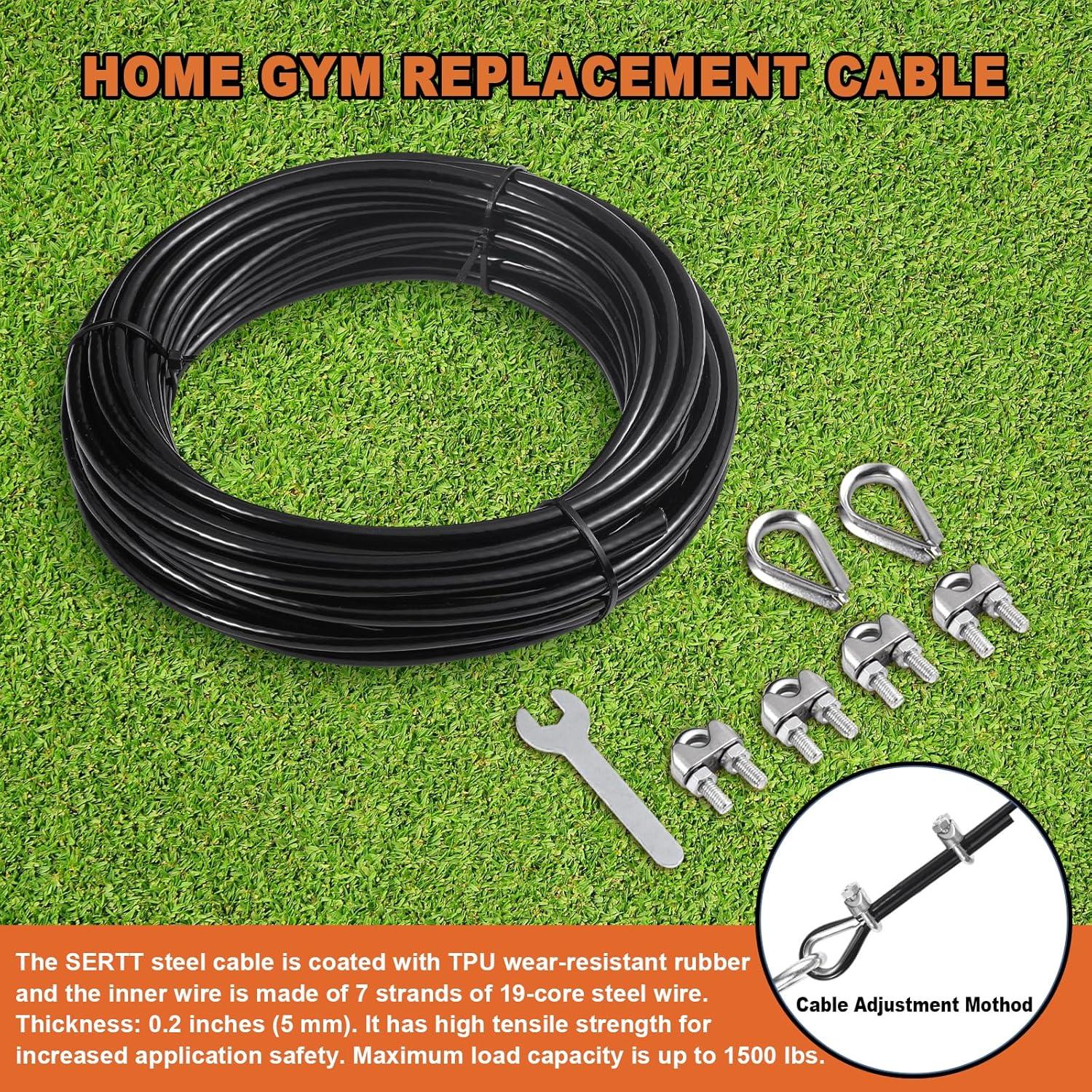 imageSERTT Replacement Cable for Pulley Cable Machine Pulley Cable for DIY Home Gym Wire Rope Length 328656984 Ft for Weight Lift Pulley System Gym Steel Cable Thick 5mm TPU Coated328 Feet