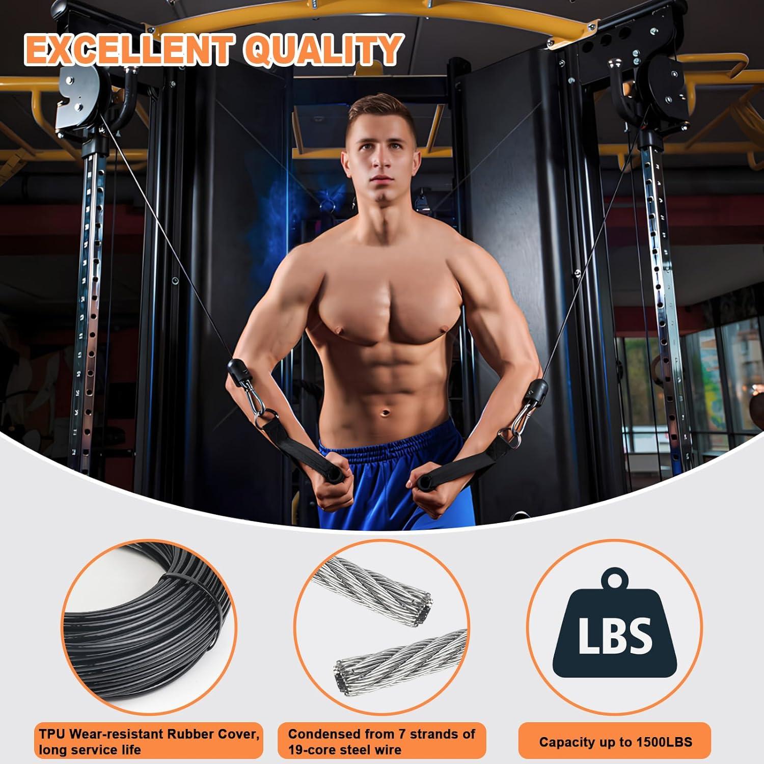 imageSERTT Replacement Cable for Pulley Cable Machine Pulley Cable for DIY Home Gym Wire Rope Length 328656984 Ft for Weight Lift Pulley System Gym Steel Cable Thick 5mm TPU Coated984 Feet