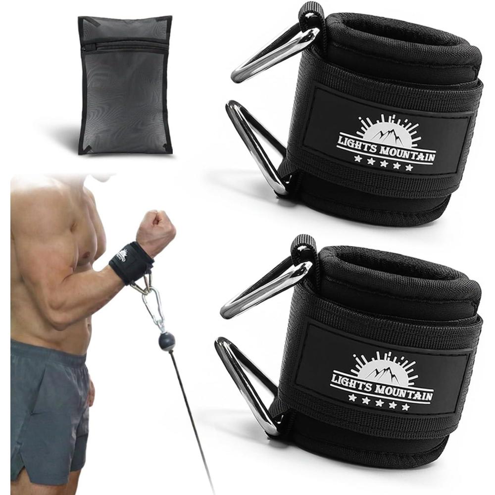 imageAdjustable Wrist Cuffs Neoprene Padded Straps for Cable Machines Strength Training Equipmentblack with Washable Mesh Bag