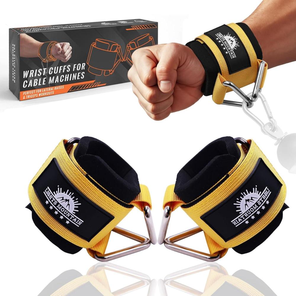 imageAdjustable Wrist Cuffs Neoprene Padded Straps for Cable Machines Strength Training Equipmentyellow