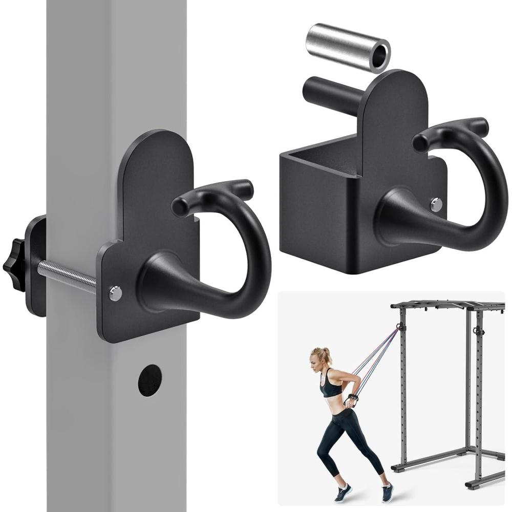 imageKipika Anchor for Resistance Bands Fits 3 x 3 Power Rack with 58 or 1 Hole Heavy Duty Steel Hooks with Rubber Pads for Home Gym Workouts Strength Trainingand Physical Therapy Exercise 2 Packfor 2 x 2 Power Rack with 58 or 1 Hole