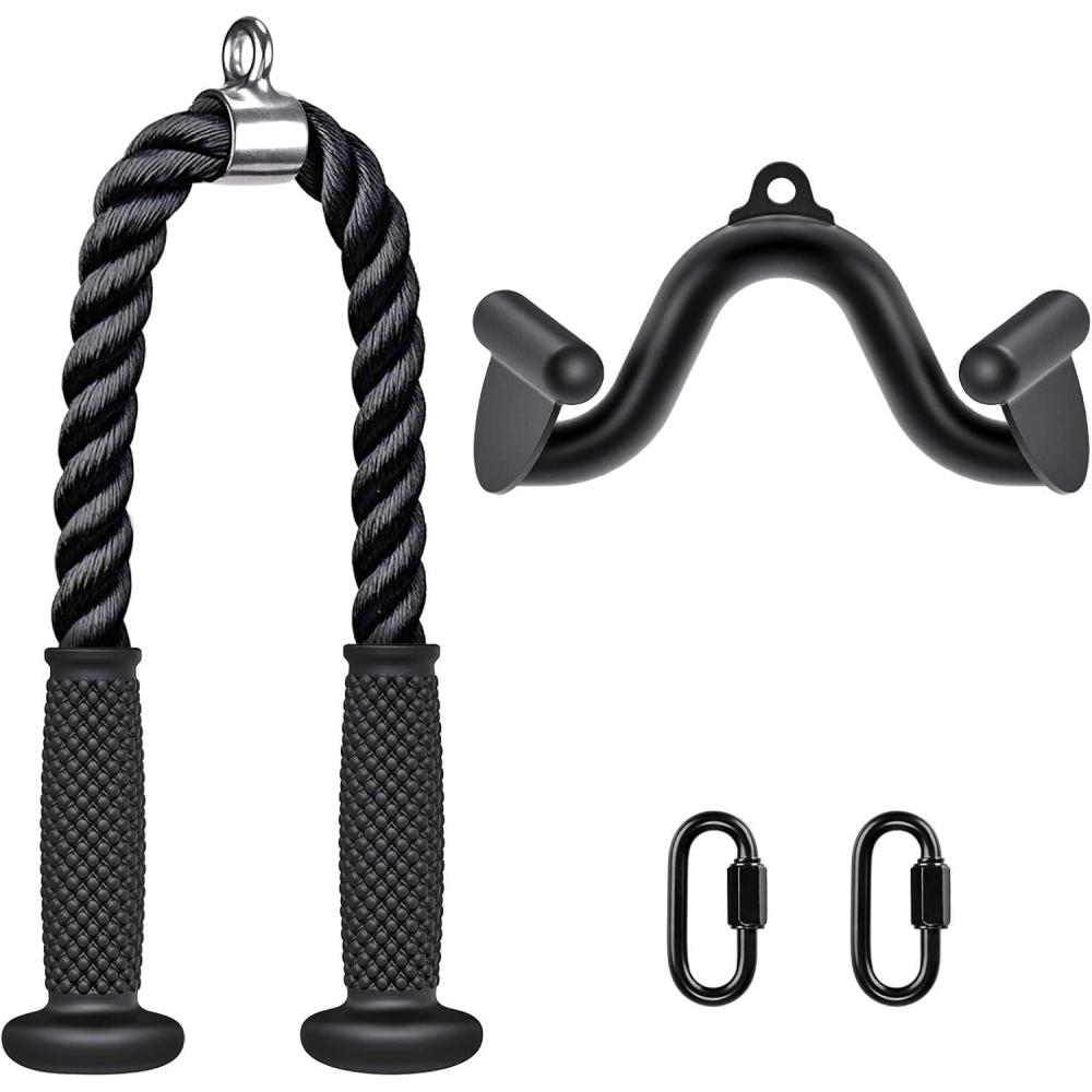 imageKipika Tricep Pull Down Attachment Cable Machine Accessories for Home Gym Cable Machine Attachments Pulley System Gym LAT Pull Down Attachment Weight Fitness28 Tricep Rope12 V Bar