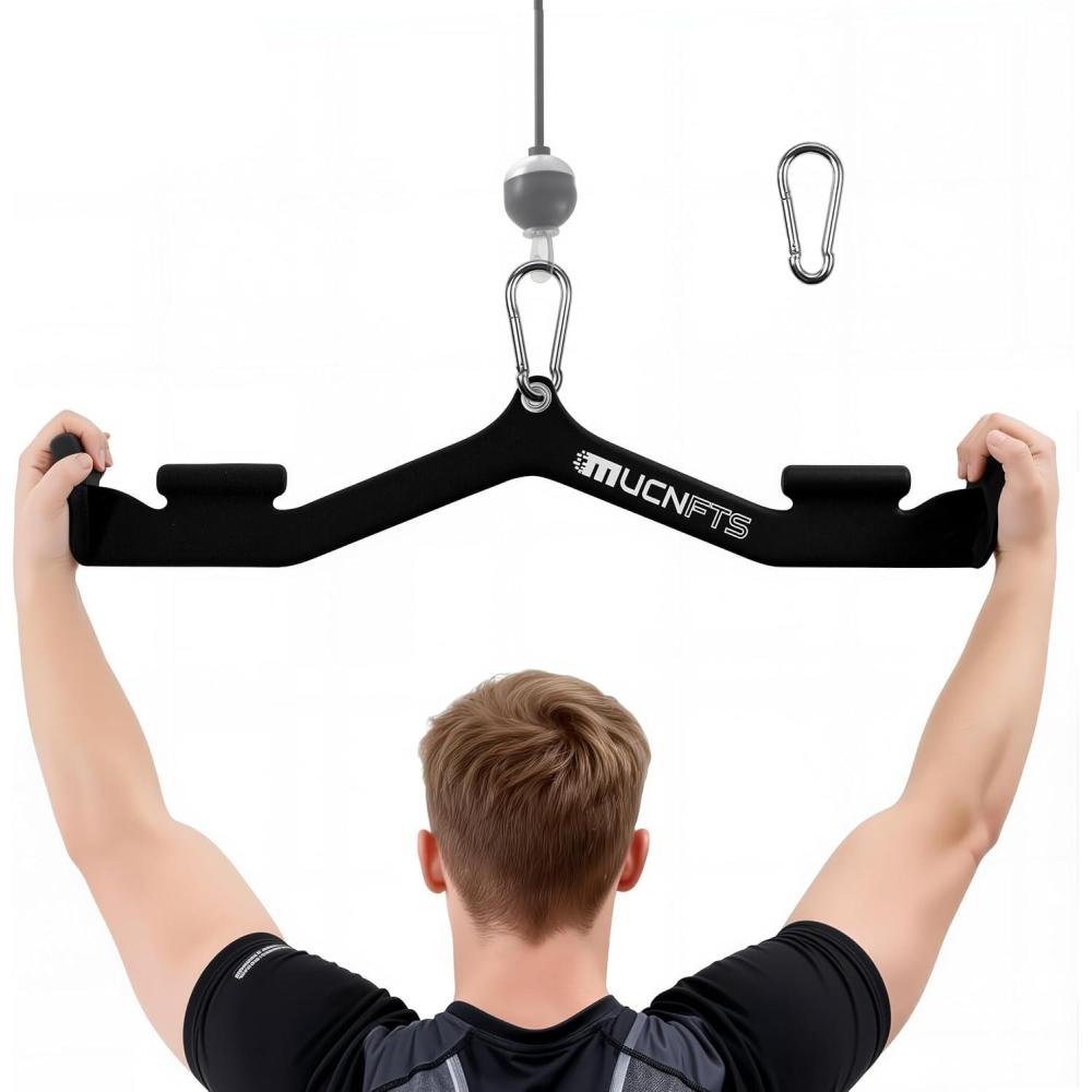 imageLAT Pulldown Attachments Thickened Ergonomic Back Tricep Training Handle LAT Pull Down Bar for Press Down Exercises Cable Attachments for Gym and HomeJS0052