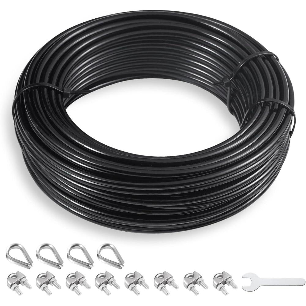 imageSERTT Replacement Cable for Pulley Cable Machine Pulley Cable for DIY Home Gym Wire Rope Length 328656984 Ft for Weight Lift Pulley System Gym Steel Cable Thick 5mm TPU Coated656 Feet