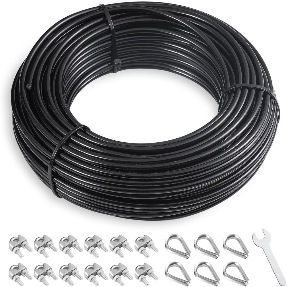 imageSERTT Replacement Cable for Pulley Cable Machine Pulley Cable for DIY Home Gym Wire Rope Length 328656984 Ft for Weight Lift Pulley System Gym Steel Cable Thick 5mm TPU Coated984 Feet