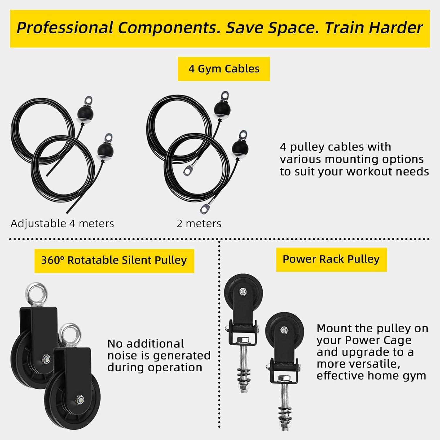 imageLAT Pulldown Pulley System for Home Gym Cable Machine Pulley Attachment Set Power Cage Weight Lifting Workout Kit