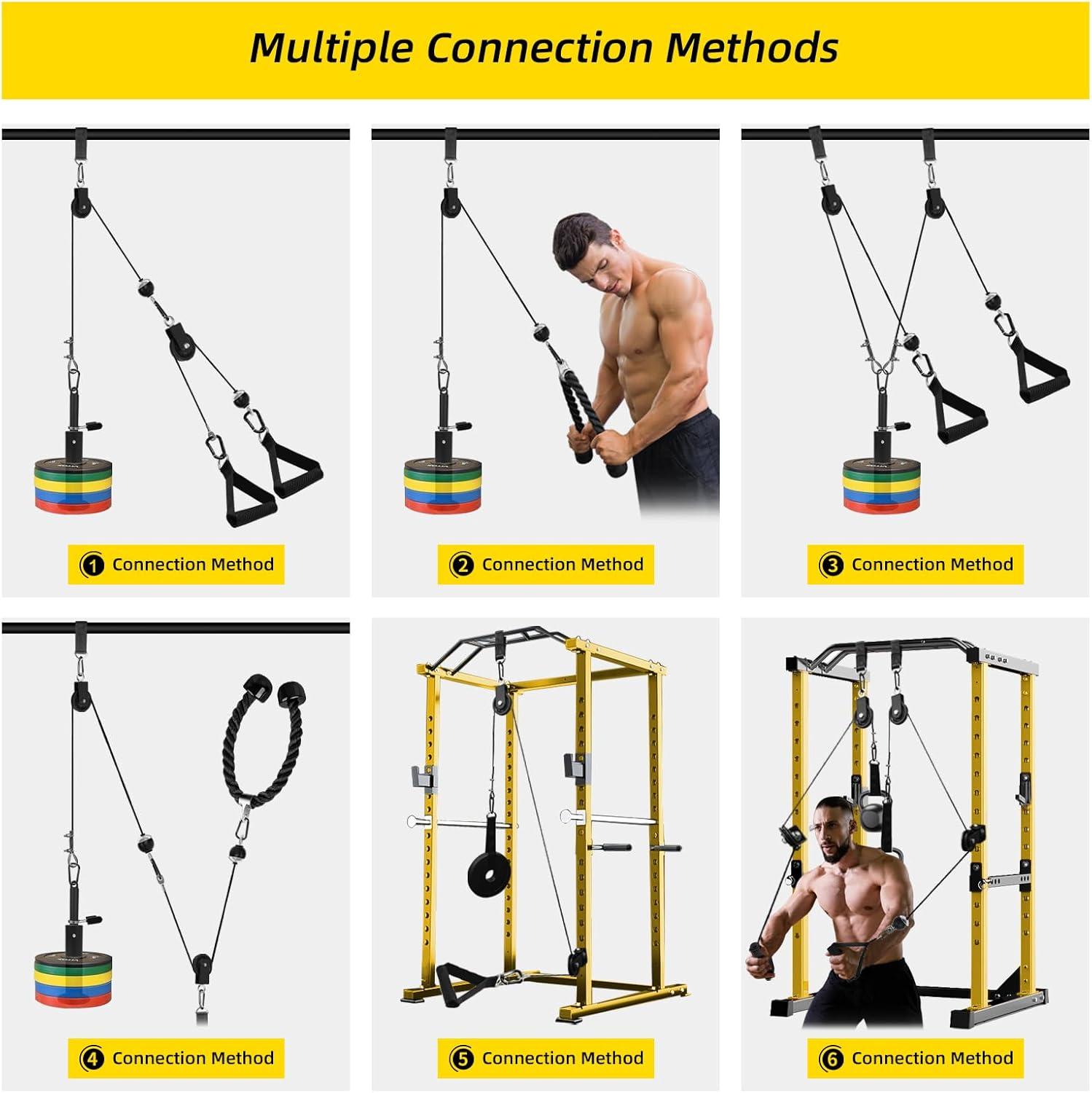imageLAT Pulldown Pulley System for Home Gym Cable Machine Pulley Attachment Set Power Cage Weight Lifting Workout Kit