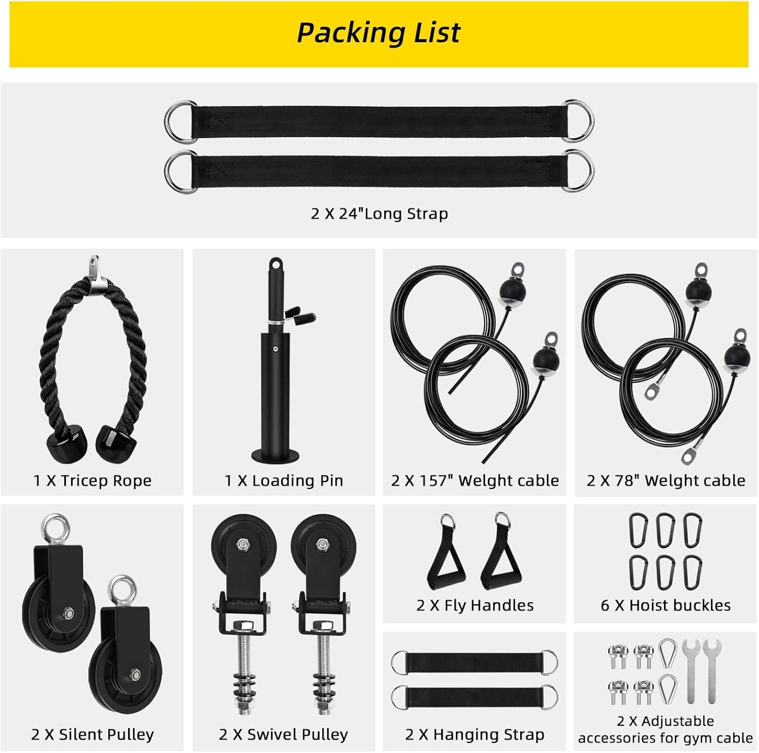 imageLAT Pulldown Pulley System for Home Gym Cable Machine Pulley Attachment Set Power Cage Weight Lifting Workout Kit
