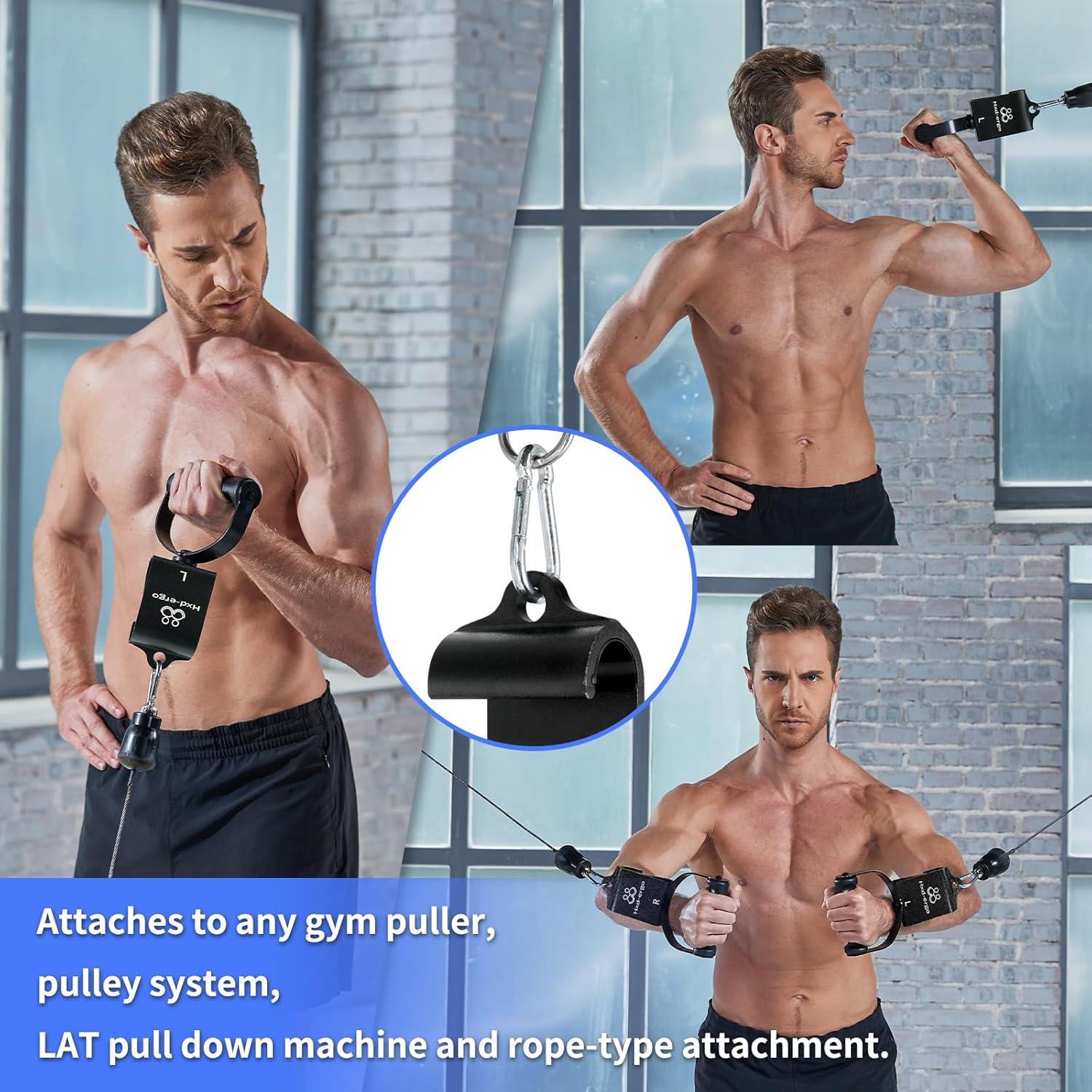 imageRotating PullUp HandlesErgonomic Exercise Handle for LAT Pulldown AttachmentsSeated RowsBarbell Handles Quick Attachment to Bar for Strength Training WorkoutBlack