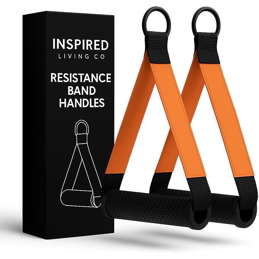 imageInspired Living Co D Handle Cable Attachment 2Pack HeavyDuty Gym Cable Handles for Cable Machines Home Gym amp Resistance Bands NonSlip D Handles for Pulldowns Rows amp Strength Training