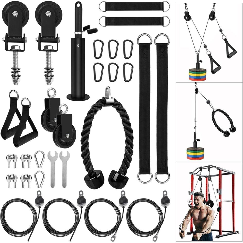 imageLAT Pulldown Pulley System for Home Gym Cable Machine Pulley Attachment Set Power Cage Weight Lifting Workout Kit