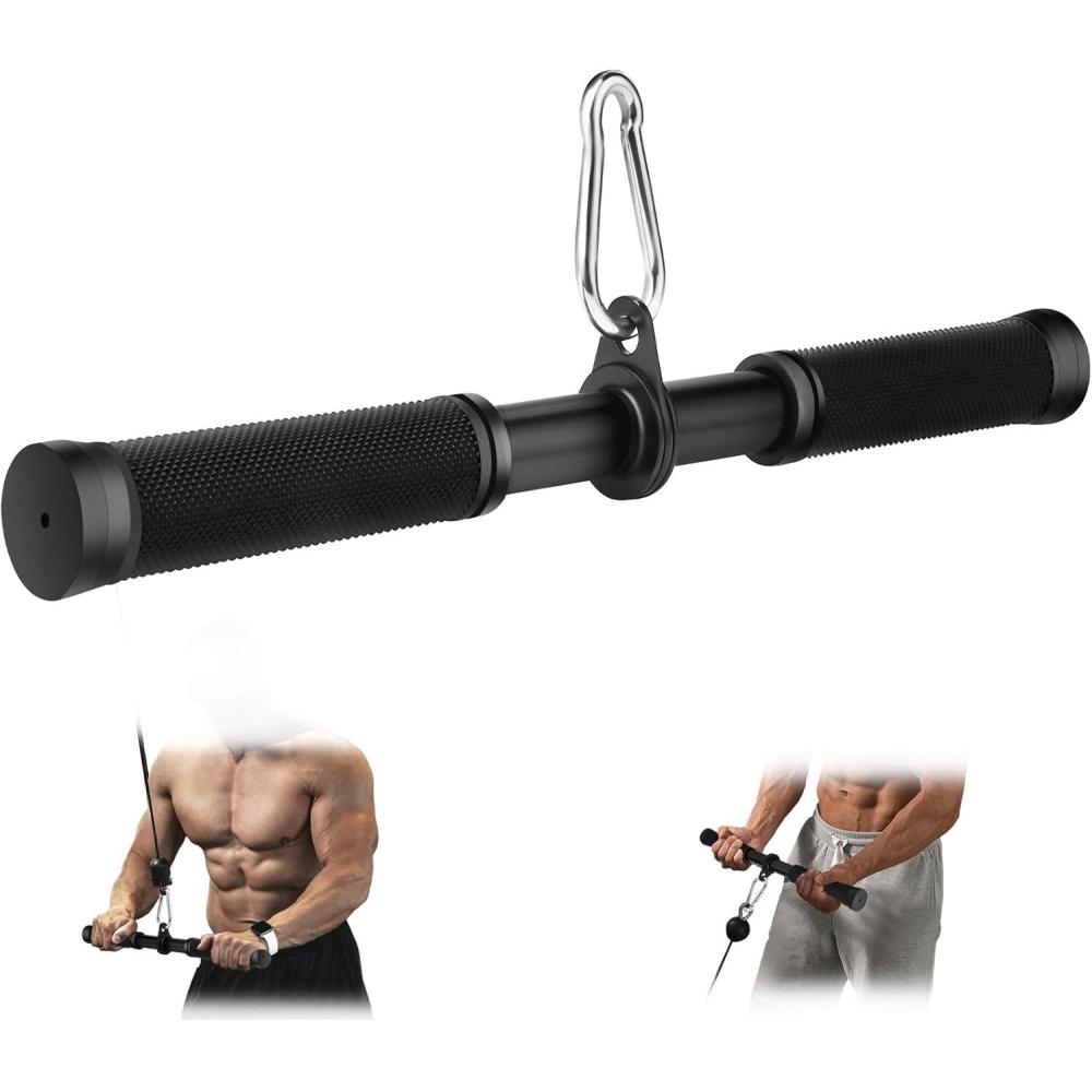 imageTricep Pressdowns Straight Bar Cable Attachment 360 Degree Rotating Bicep Pull Down Triceps LAT Pull Down Bar with NonSlip Rubber Handle for Gym Cable Machine Attachment Home Gym Accessory