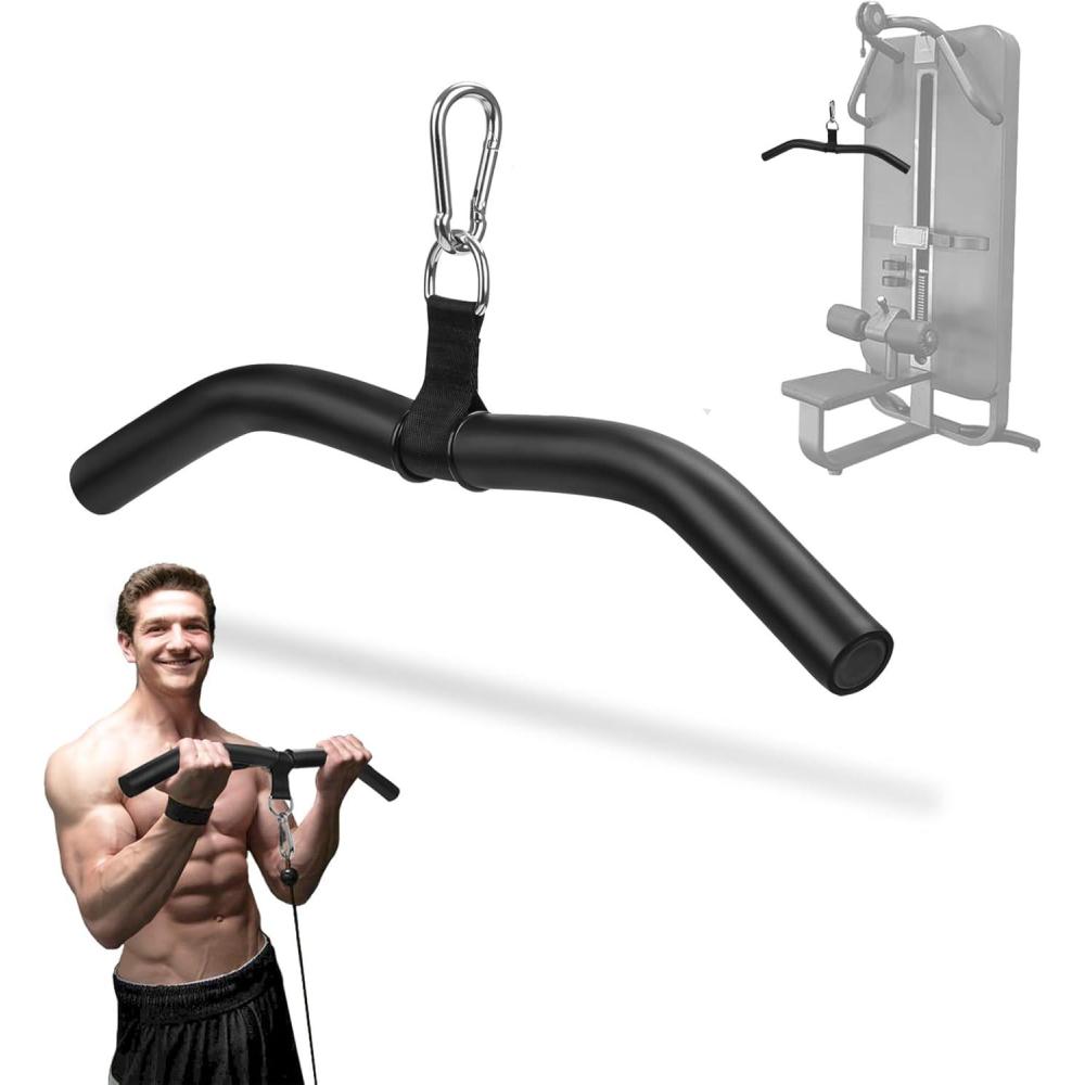 imageUpgraded LAT Pulldown Bars  19 Heavy Duty LAT Pull Down Bar Attachments for Home Gym Cable Machine Professional Curl amp Triceps Press Down Handle with Full Rubber Grip for Pulley System Exercise