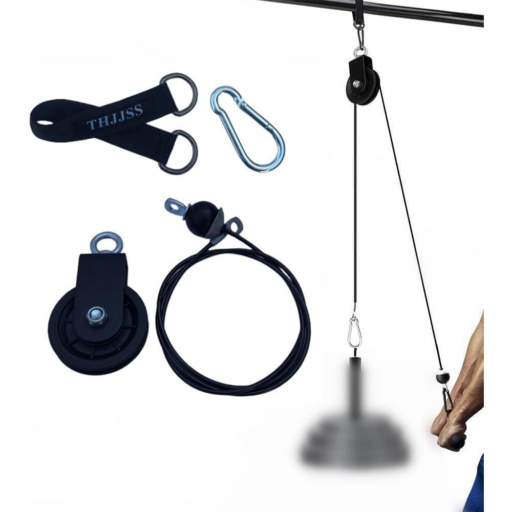 imageWeight Cable Pulley System GymPulley Wheel 360 Degree Rotating 354in Silent PulleyPulley Hanging Strap Carabiner Hooks Hammock Straps for Gym EquipmentLadder LiftDIY Home Projects1 Pulley1 Straps1 Carabiner59in Cable 1pcs