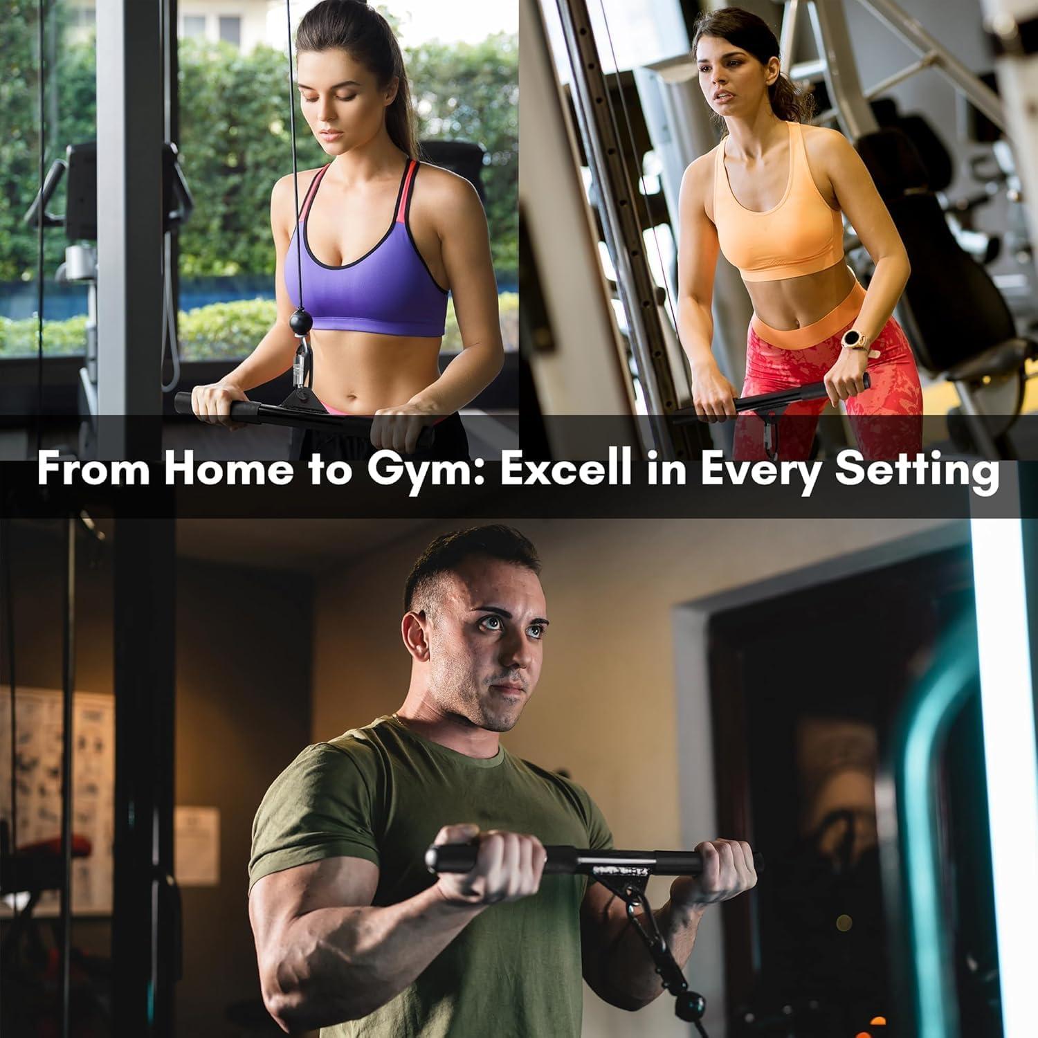 imageEVMT 15Inch LAT Pulldown Attachments for Home Gym LAT Pull Down Bar Cable Machine Accessories for Tricep Bar Bicep Back Training Full Rotation HeavyDuty Strength Workout Equipment