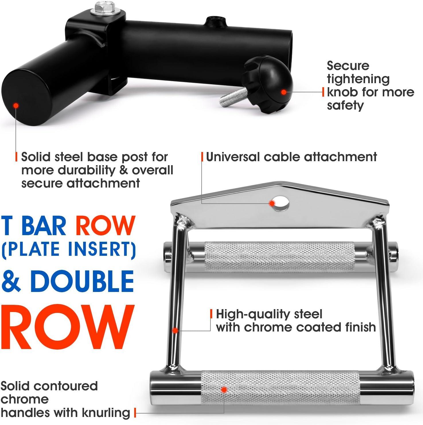 imageYes4All TBar Row Plate Post Insert Landmine Attachment Fit 1 amp 2 Olympic Bars Full 360 Swivel amp Easy to InstallD Combo TBar Row Insert Double D Handle