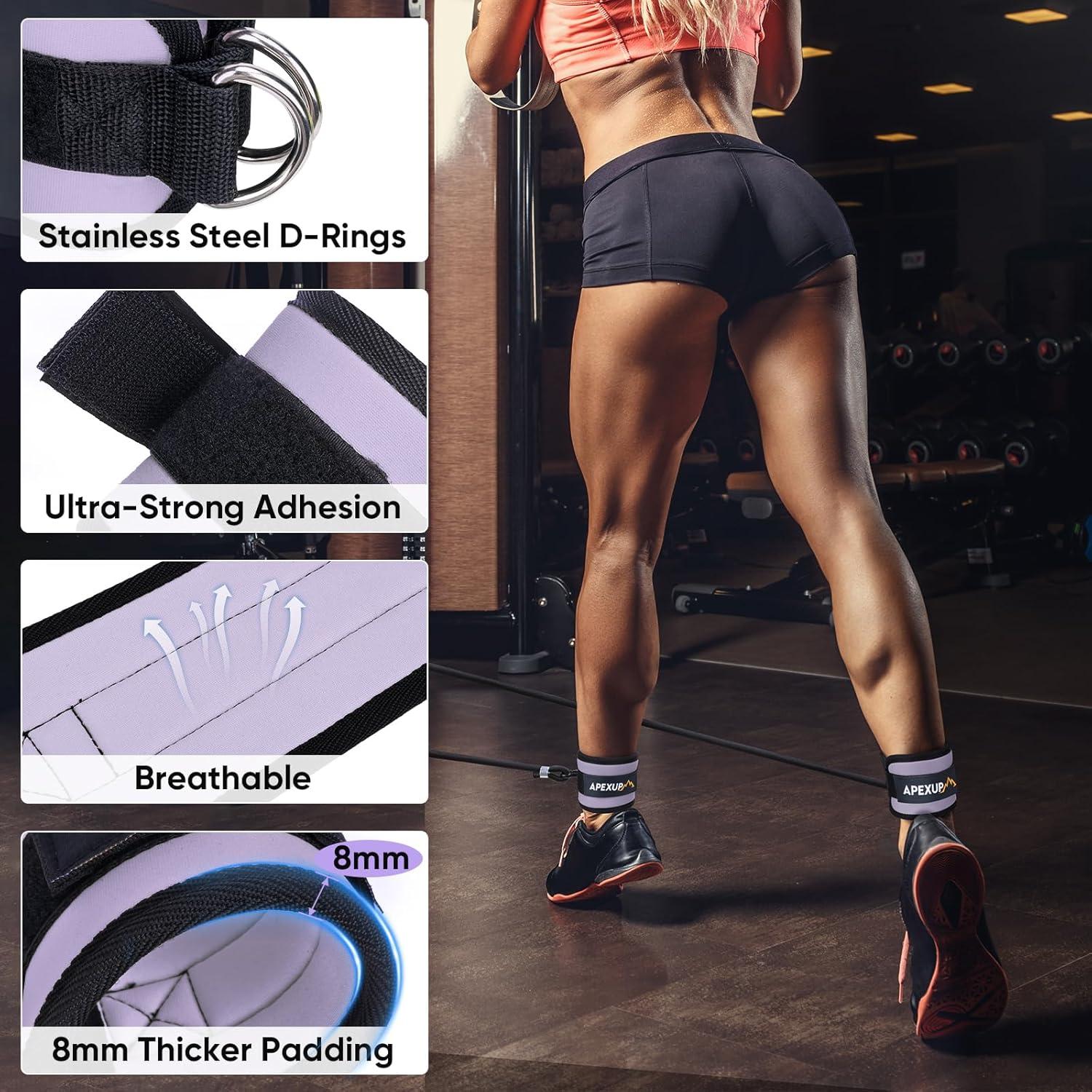imageAPEXUP Ankle Strap for Cable Machine Ankle Resistance Bands Cable Kick Back Ankle Straps for Gym Glute Workouts Leg Extensions Adjustable Straps with Neoprene PaddingPastel Purple
