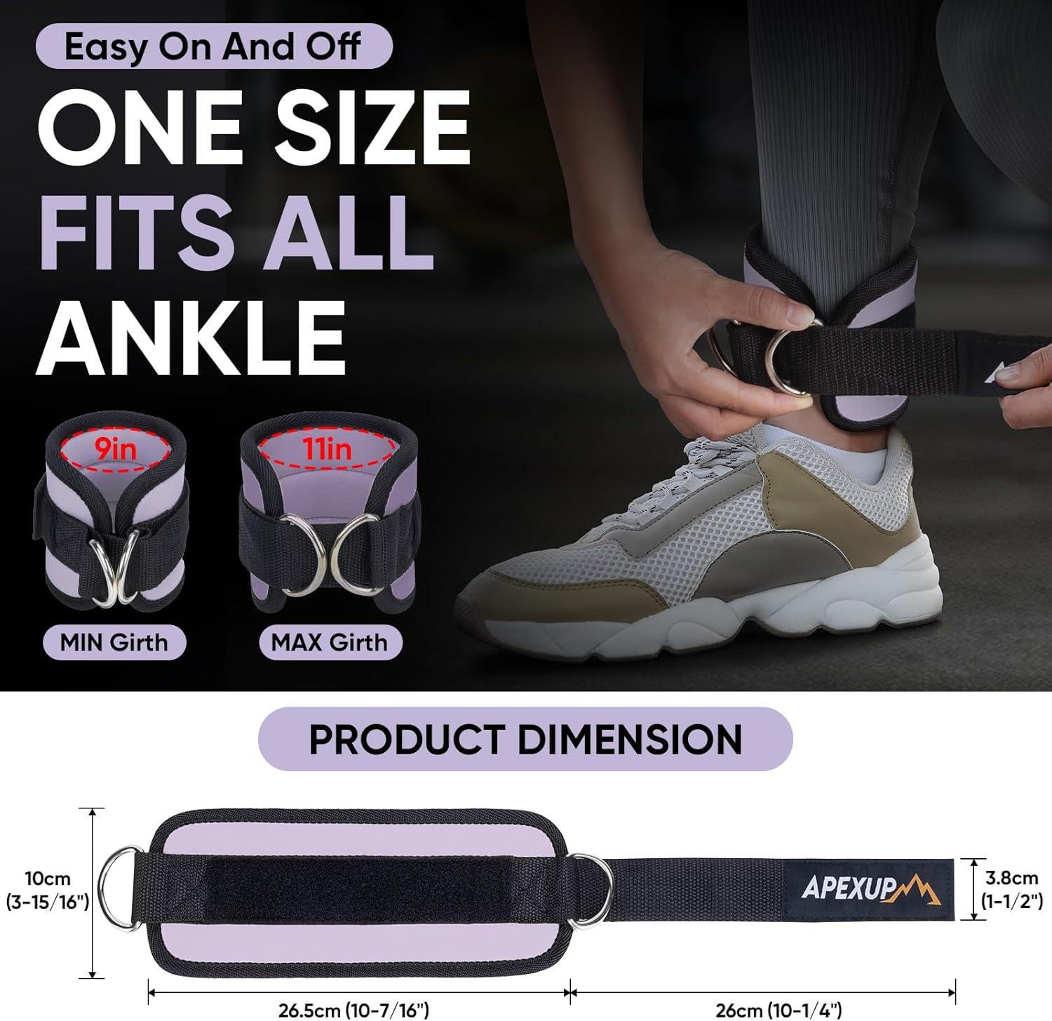 imageAPEXUP Ankle Strap for Cable Machine Ankle Resistance Bands Cable Kick Back Ankle Straps for Gym Glute Workouts Leg Extensions Adjustable Straps with Neoprene PaddingPastel Purple