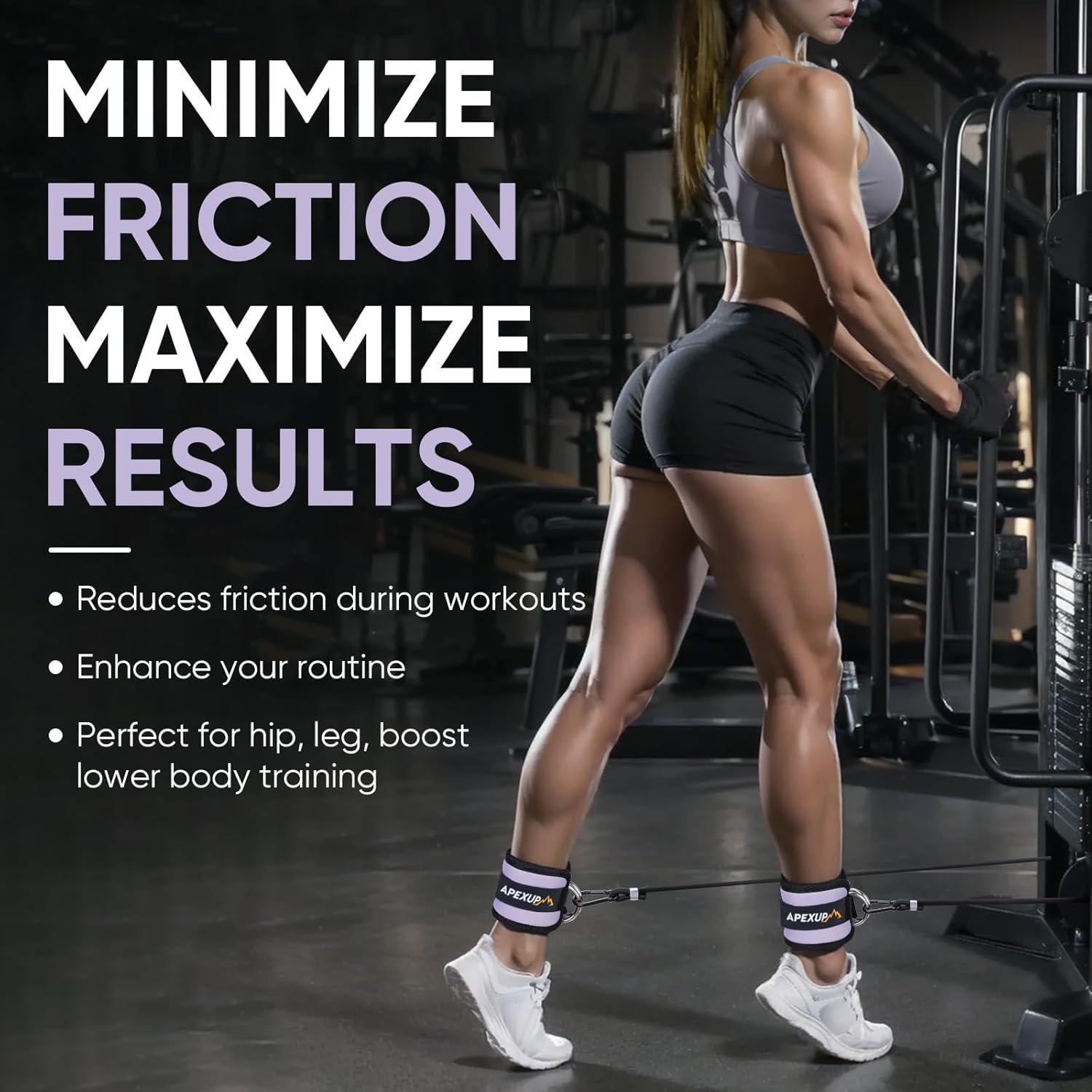 imageAPEXUP Ankle Strap for Cable Machine Ankle Resistance Bands Cable Kick Back Ankle Straps for Gym Glute Workouts Leg Extensions Adjustable Straps with Neoprene PaddingPastel Purple
