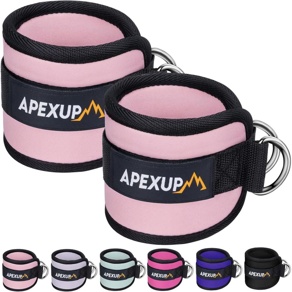 imageAPEXUP Ankle Strap for Cable Machine Ankle Resistance Bands Cable Kick Back Ankle Straps for Gym Glute Workouts Leg Extensions Adjustable Straps with Neoprene PaddingPastel Pink
