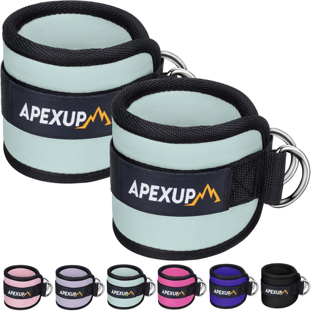 imageAPEXUP Ankle Strap for Cable Machine Ankle Resistance Bands Cable Kick Back Ankle Straps for Gym Glute Workouts Leg Extensions Adjustable Straps with Neoprene PaddingPastel Blue