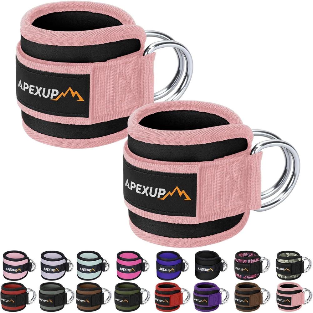 imageAPEXUP Ankle Strap for Cable Machine Ankle Resistance Bands Cable Kick Back Ankle Straps for Gym Glute Workouts Leg Extensions Adjustable Straps with Neoprene PaddingBlackPink