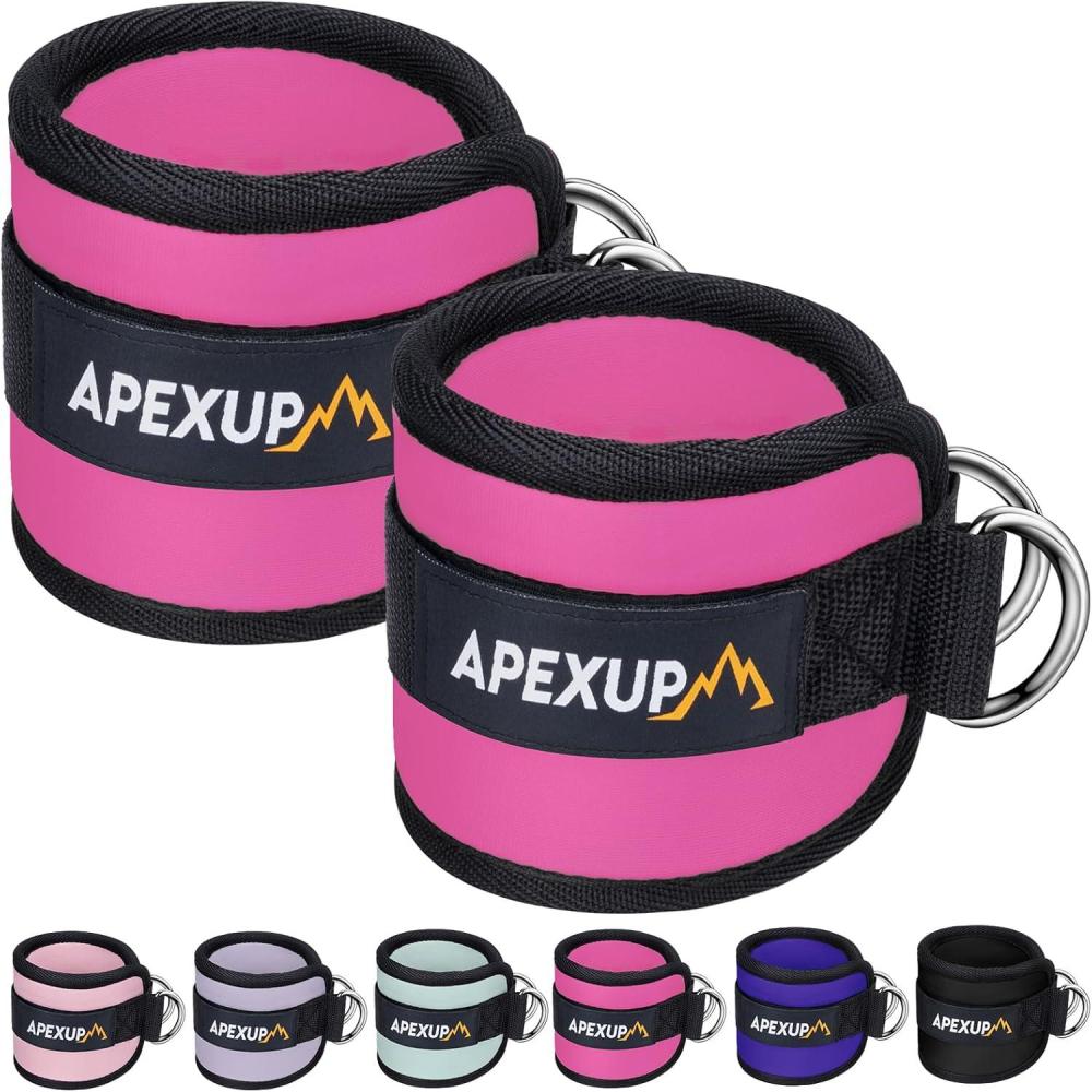 imageAPEXUP Ankle Strap for Cable Machine Ankle Resistance Bands Cable Kick Back Ankle Straps for Gym Glute Workouts Leg Extensions Adjustable Straps with Neoprene PaddingRose Red